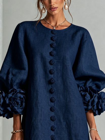 Amelia | Rosette-Cuff Mini Dress
