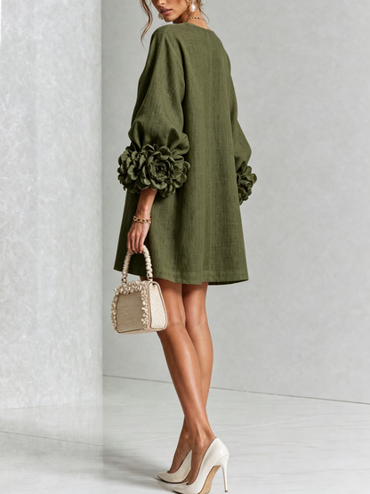 Francesca | Floral-Detail Button Mini Dress
