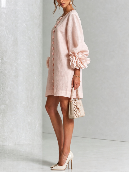 Mary | White Floral Button-down Mini Dress