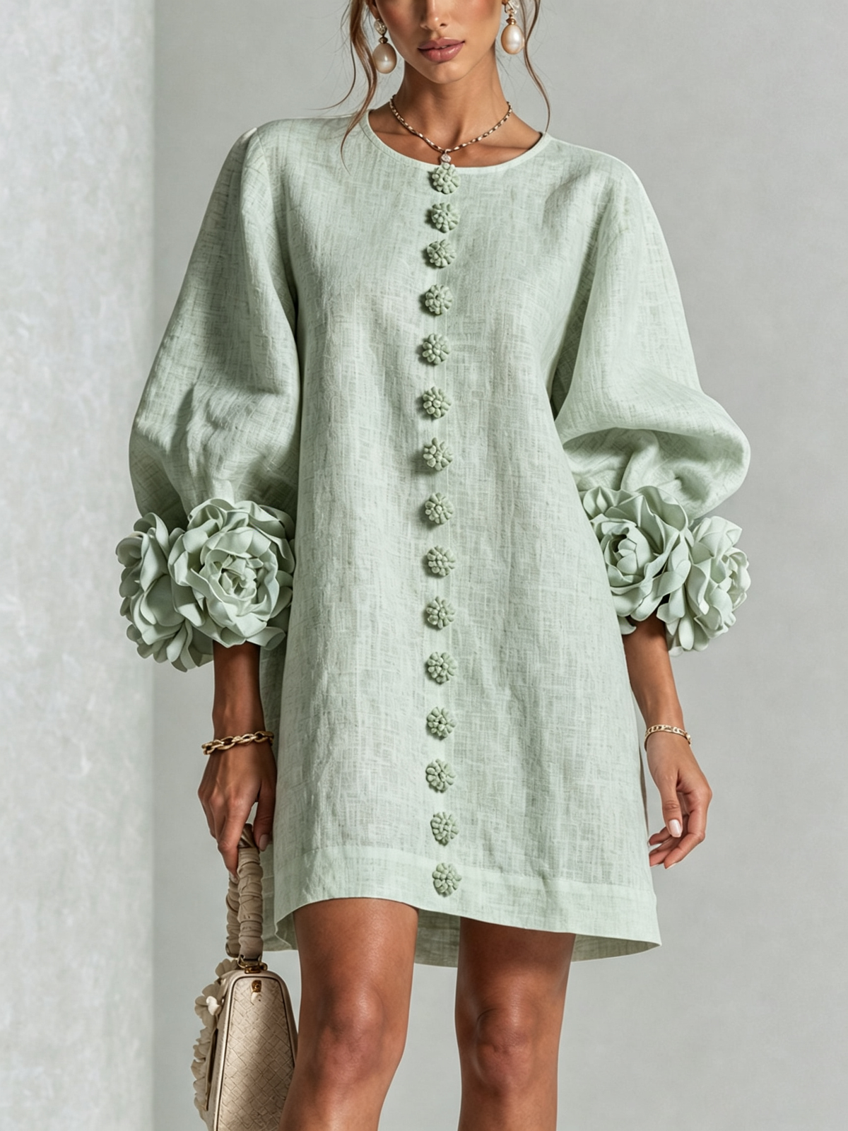 Mary | White Floral Button-down Mini Dress
