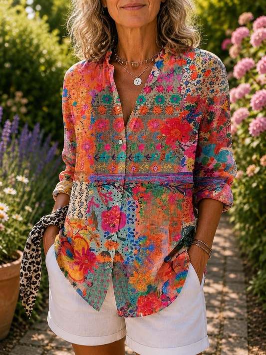 Sophie | Vibrant Artistic Button-Up Blouse