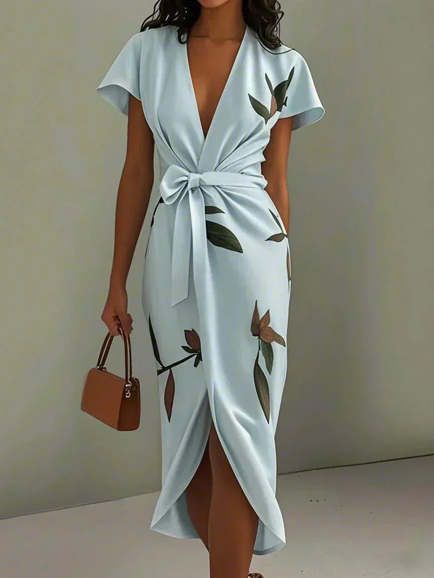 Amelia Elegant Floral Wrap Dress