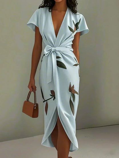 Amelia Elegant Floral Wrap Dress