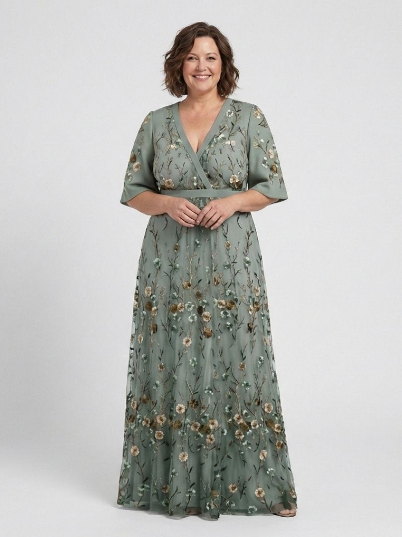 Melodi | Long Floral Dress with V-Neck
