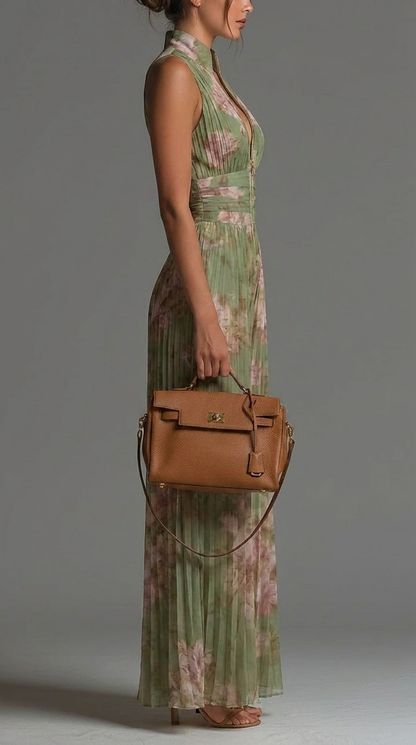 Rosie | Pleated Floral Chiffon Jumpsuit