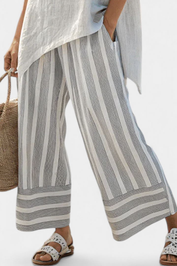 Amélie | Blusa Asimétrica & Pantalón Rayado