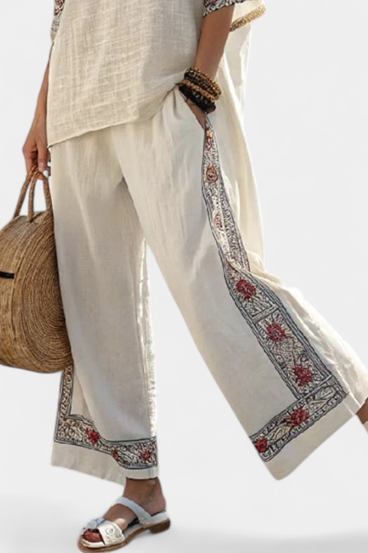 Apolline | Blusa Bordada & Pantalón Ancho
