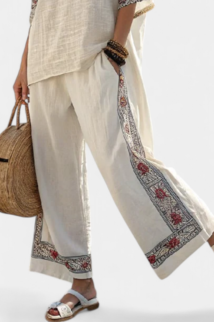 Apolline | Blusa Bordada & Pantalón Ancho