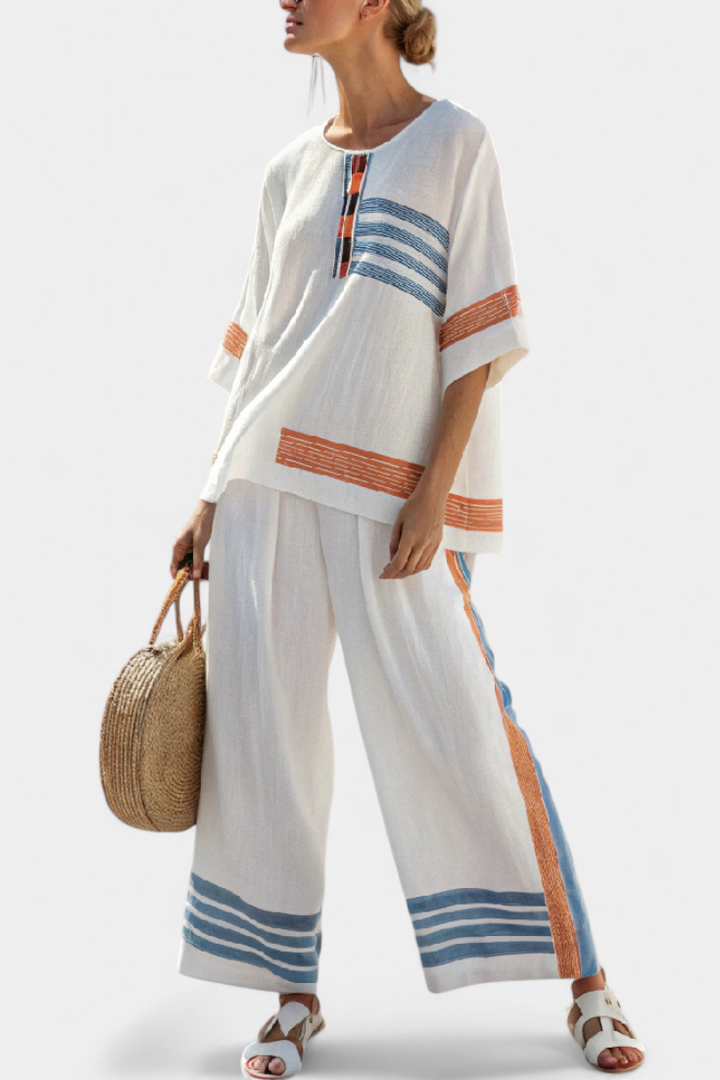 Capucine | Conjunto Rayado Azul Naranja