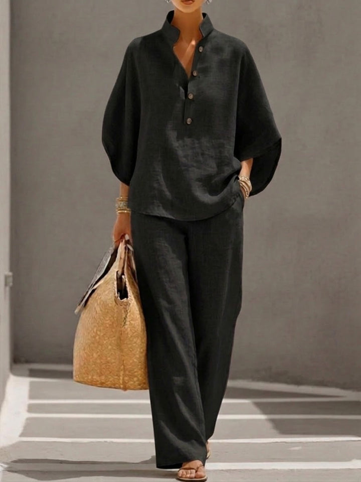 Mariel – Conjunto Elegante con Mangas Murciélago y Pantalones Amplios