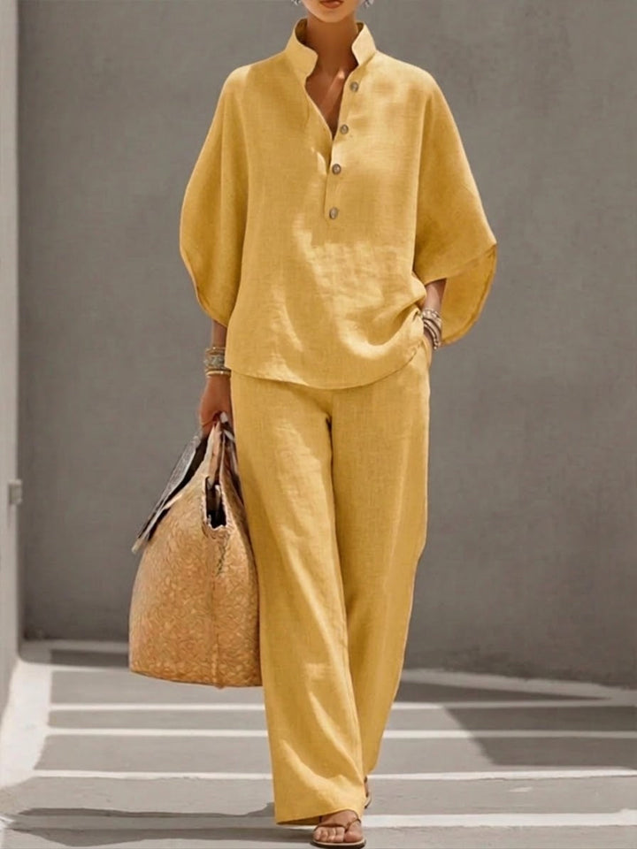 Mariel – Conjunto Elegante con Mangas Murciélago y Pantalones Amplios